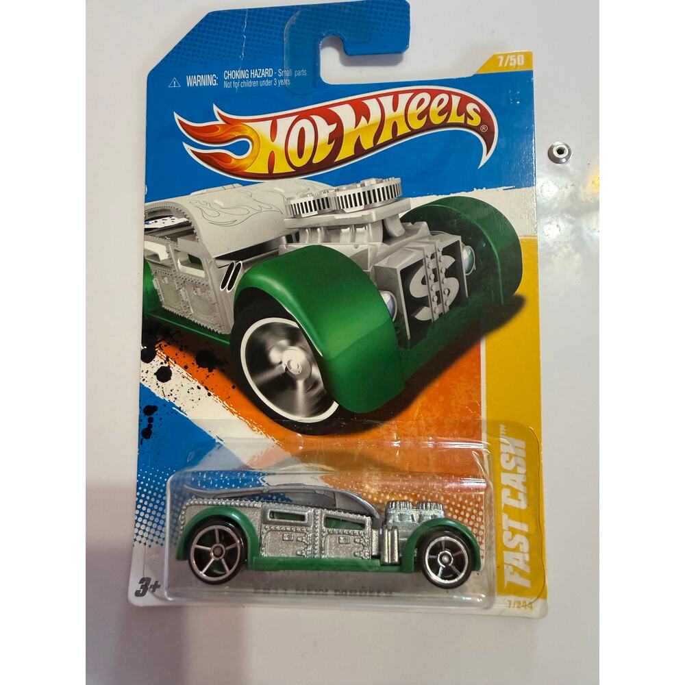 Hot Wheels Fast Cash 2011 Green Silver Dollar Sign Hot Rod 7/244